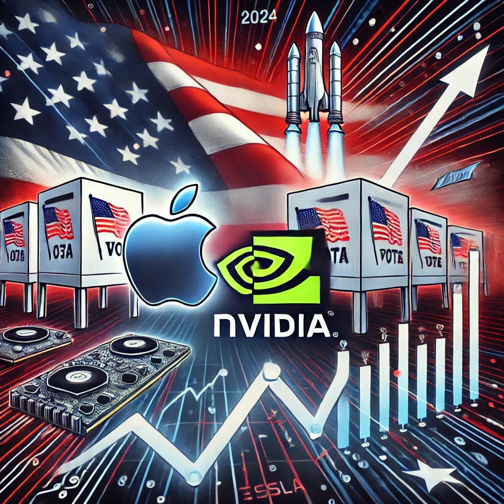 Az amerikai elnökválasztás kockázatai az Apple, az Nvidia és a Tesla részvényeire nézve