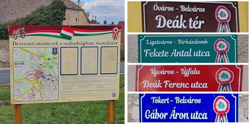 Devecseri utcanevek a szabadságharc tiszteletére