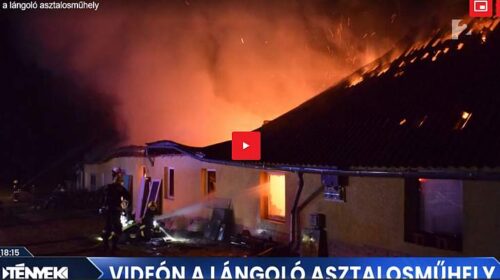 Videón a lángoló asztalosműhely
